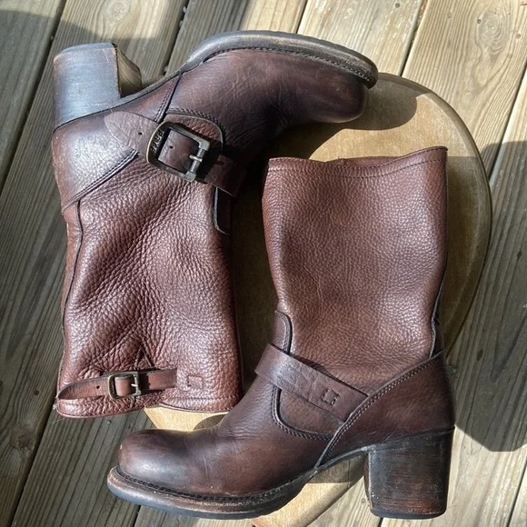 Frye Vera Short Brown Leather Heeled Boot Women’s Size 5.5 - Picture 14 of 14